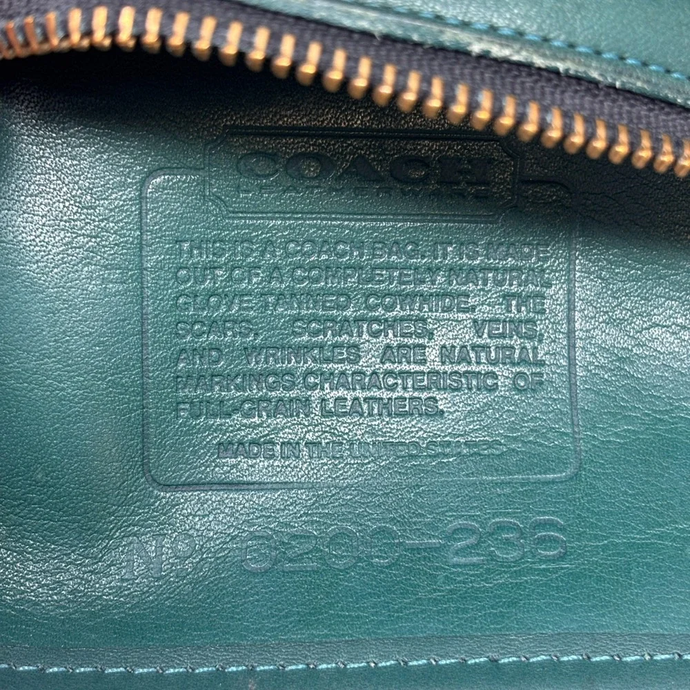Vintage COACH Kimball Purse Jade Green Leather 9911 Crescent Crossbody USA